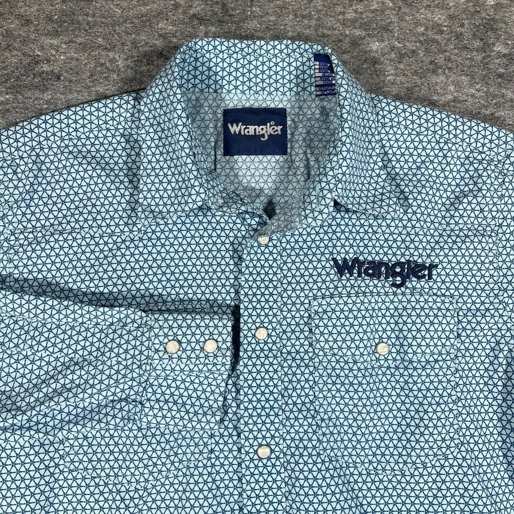 Wrangler Shirt Youth Boys XL Western Cowboy Embroidered Logo Pearl Snap - Picture 3 of 14